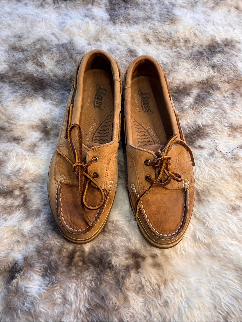 Bass Tan Leather Women's Boat Shoes - Moc Toe